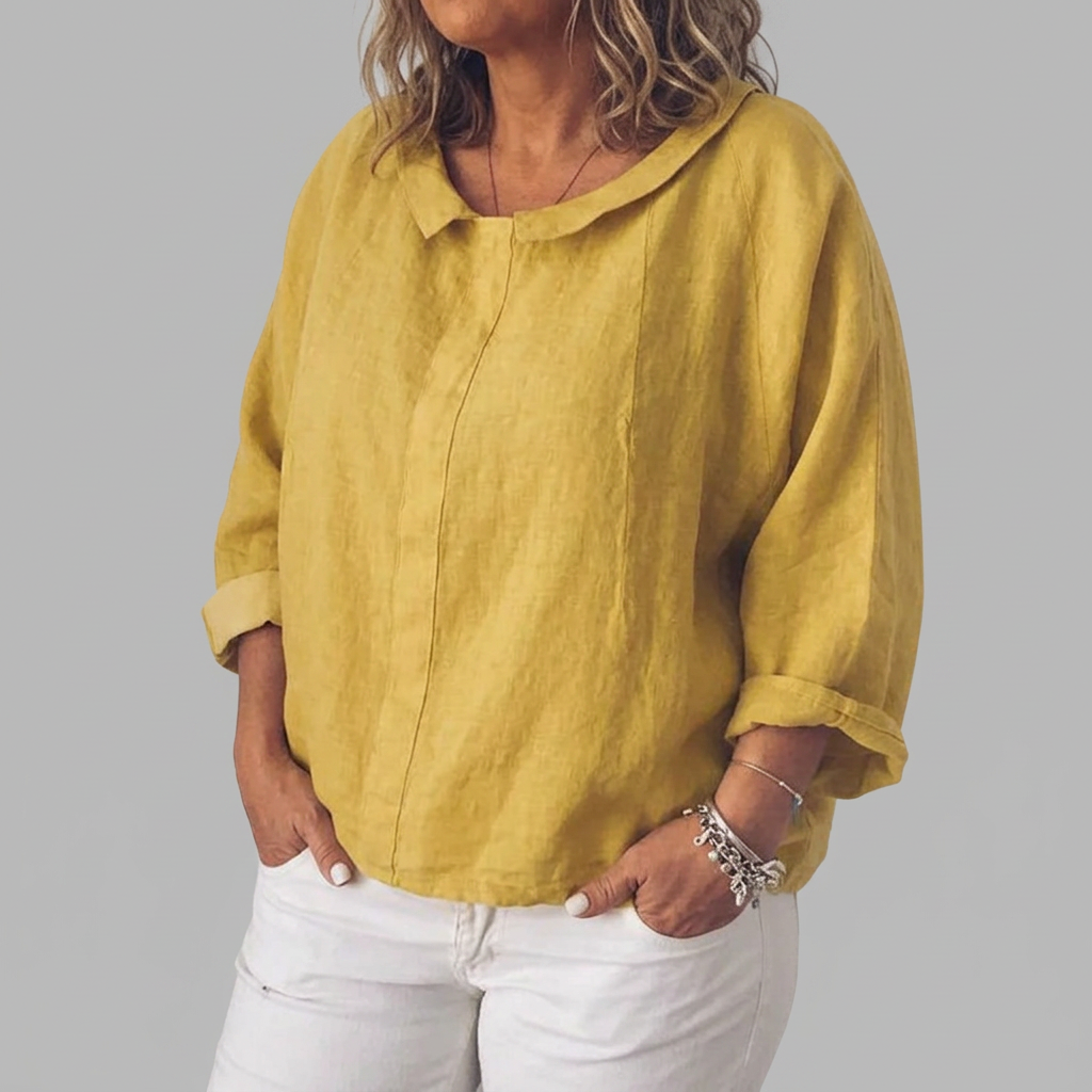 Kadia | Loose-fitting blouse with long sleeves - Plus size model
