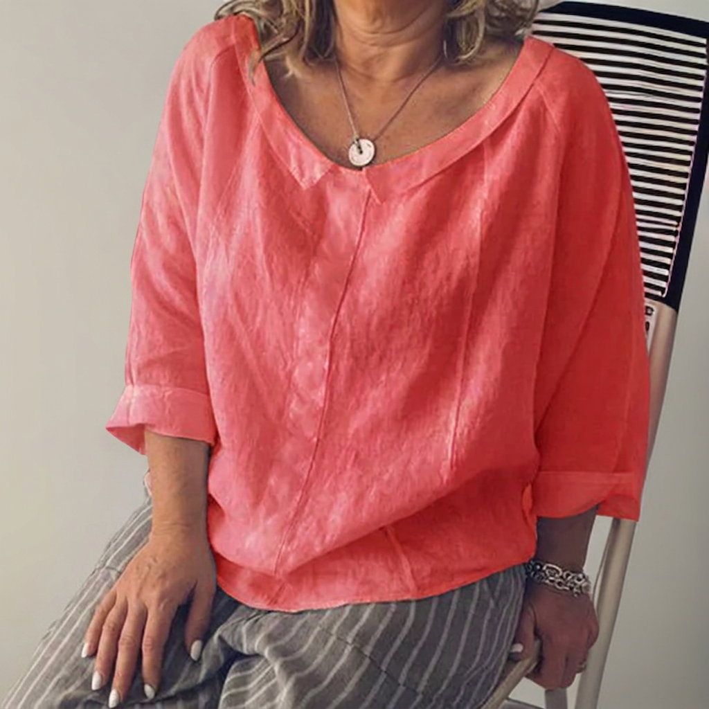 Kadia | Loose-fitting blouse with long sleeves - Plus size model