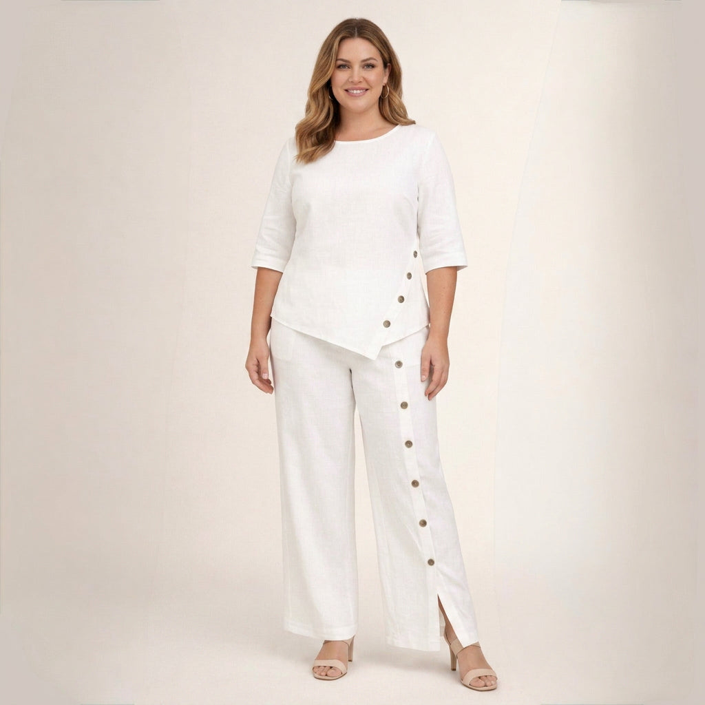 Grazyna | Elegant Linen Set - Plus size model
