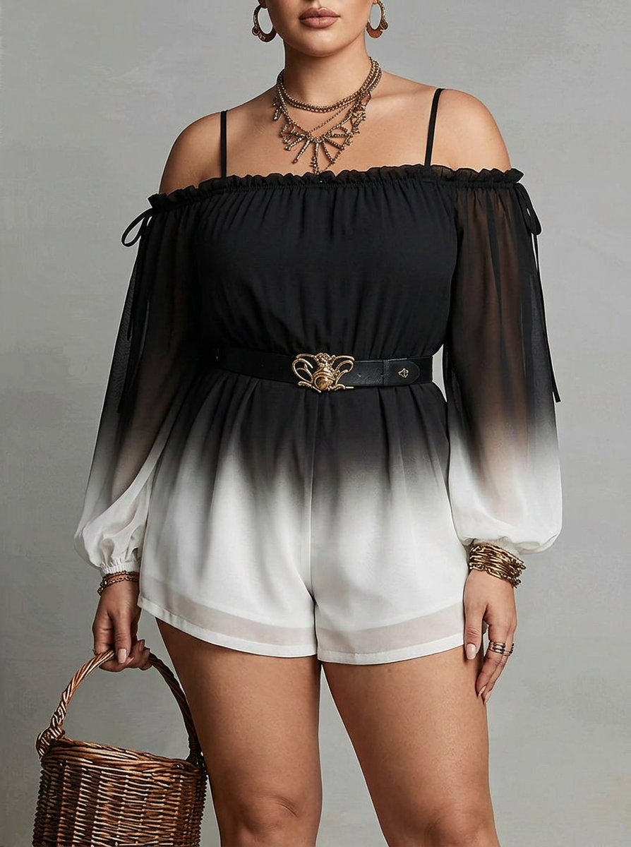 Samantha - The Ombre Off-Shoulder Jumpsuit - Plus size model