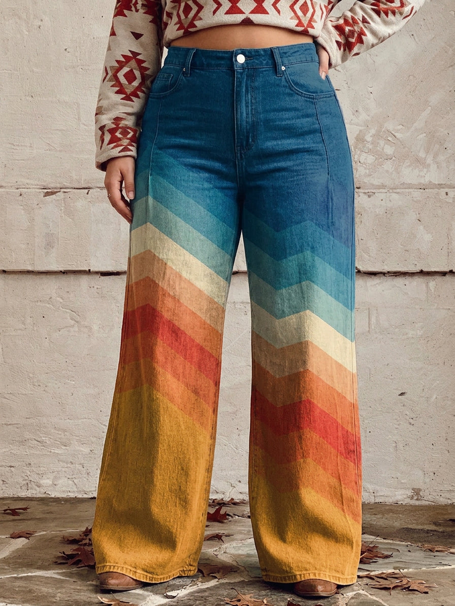 Léa - Elegant Retro Zigzag Pants - Plus size model