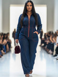 Amanda - Casual Wide Leg Jumpsuit - Plus size model
