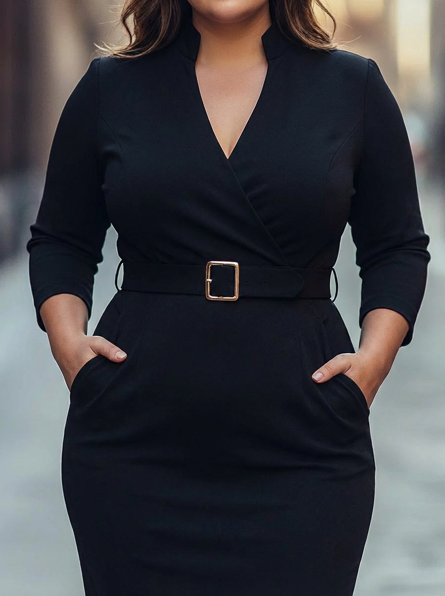 Estelle | The Belted Power Maxi Dress - Plus size model