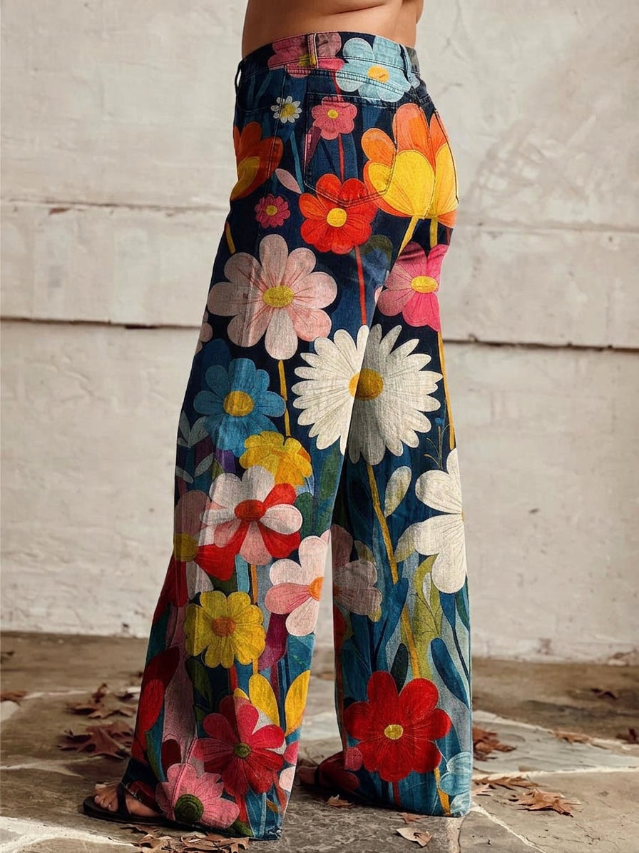 Léna - Floral Wide Pants - Plus size model