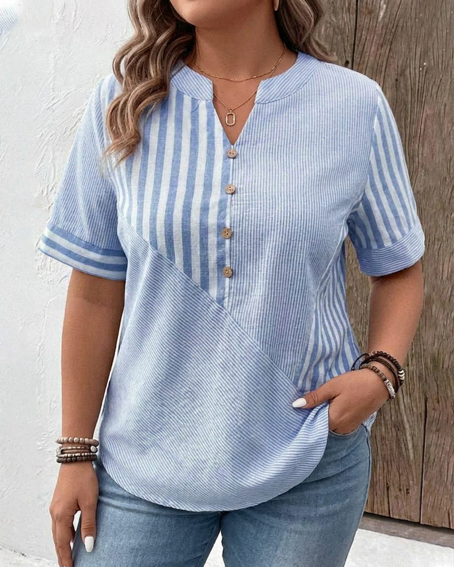 Monroe | Soft Striped Blouse - Plus size model