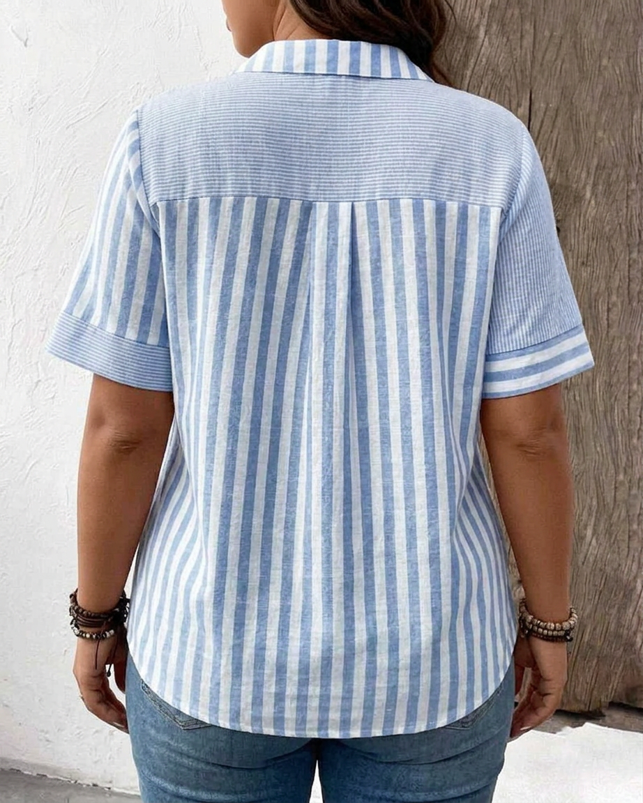 Monroe | Soft Striped Blouse - Plus size model