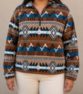 Amberlyn™ | Striped Aztec Half-Zip Sherpa - Plus size model
