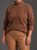Marnie | Chestnut Lattice Turtleneck - Plus size model