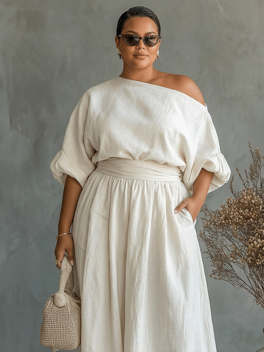 Mila™ || 2-Piece Off-the-Shoulder Set - Plus size model