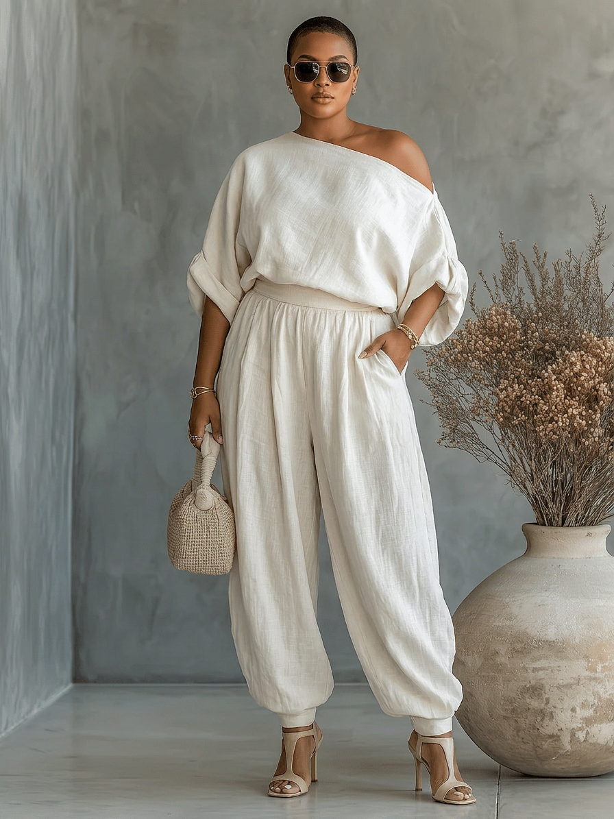 Mila™ || 2-Piece Off-the-Shoulder Set - Plus size model