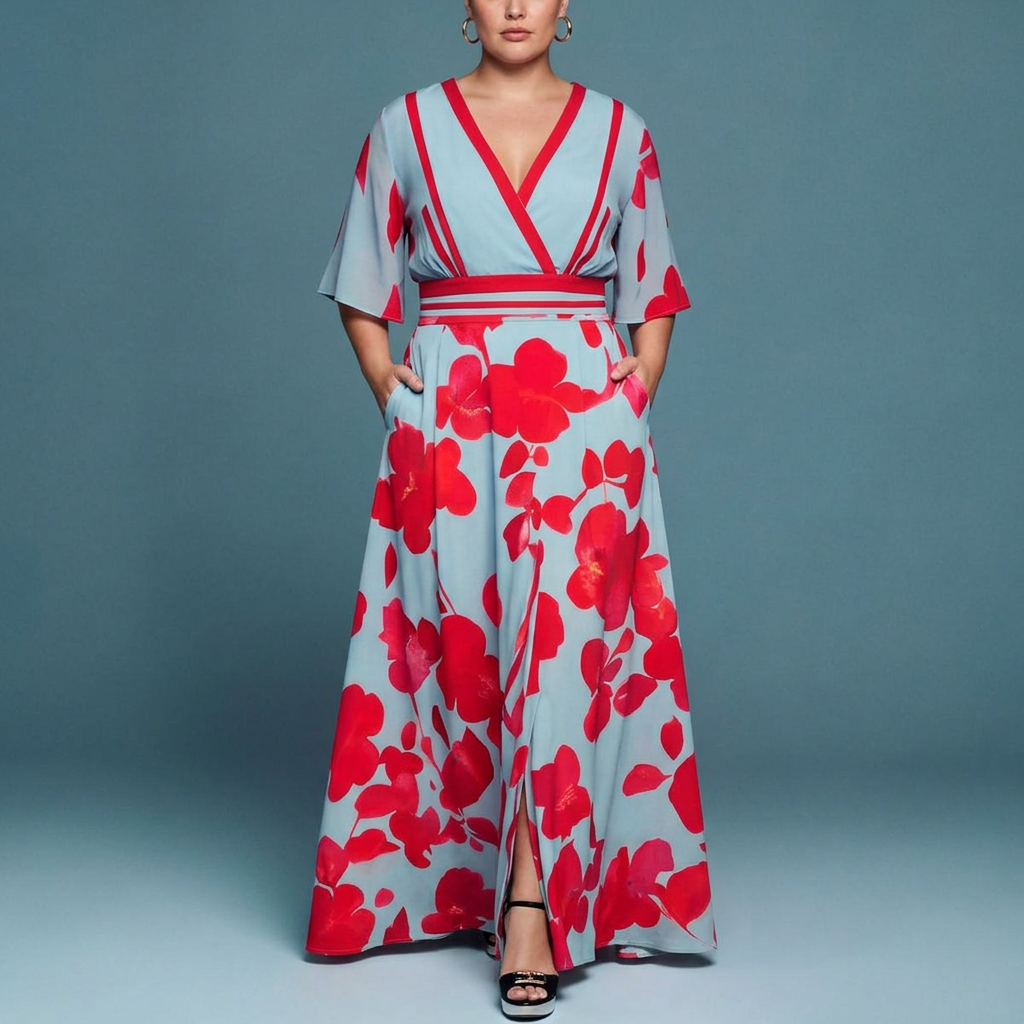 Tahlia | Elegant Viscose Dress - Plus size model