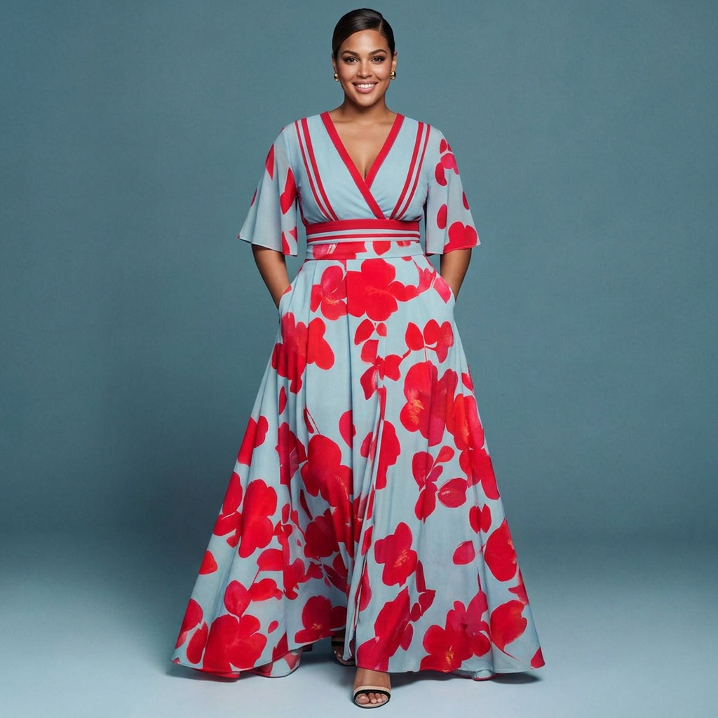Tahlia | Elegant Viscose Dress - Plus size model