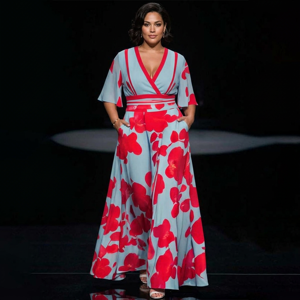 Tahlia | Elegant Viscose Dress - Plus size model