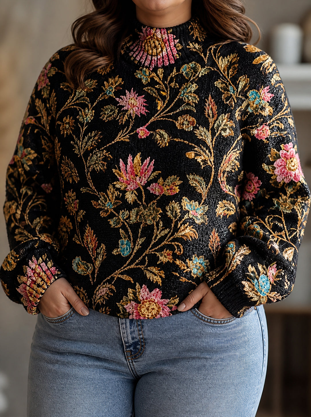 Odilia | Golden Vine Turtleneck - Plus size model
