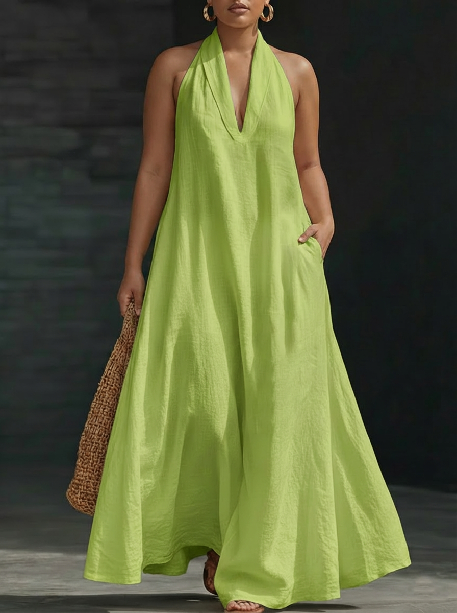 Aveline | Halter Maxi Dress - Plus size model