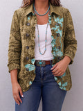 Sundara | Boho Gradient Vintage Floral Ruffle Jacket - Plus size model