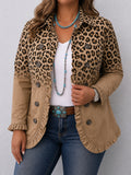 Tawny | Vintage Leopard Gradient Ruffle Jacket - Plus size model