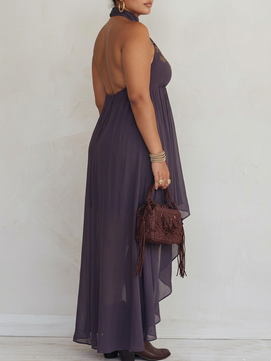 Zahara | Embroidered Maxi Dress - Plus size model