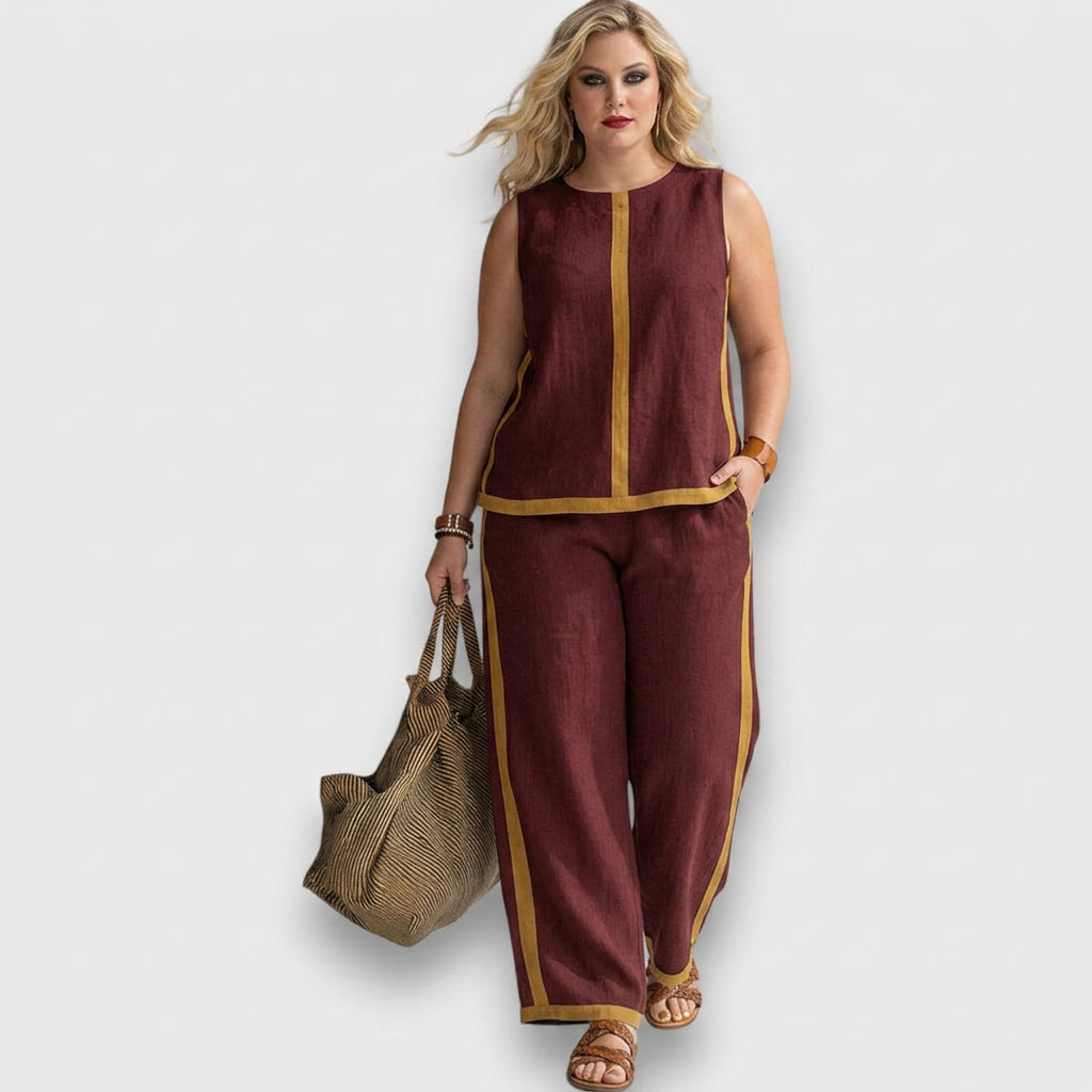 Danie - Linen Two-Piece Co-ord Set - Plus size model