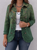 Jemara | Bohemian Paisley Print Ruffled Jacket - Plus size model