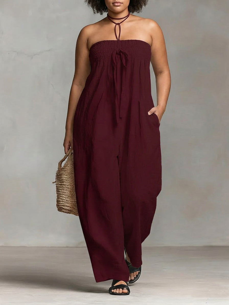 Nova | Strapless Flow Maxi Dress - Plus size model