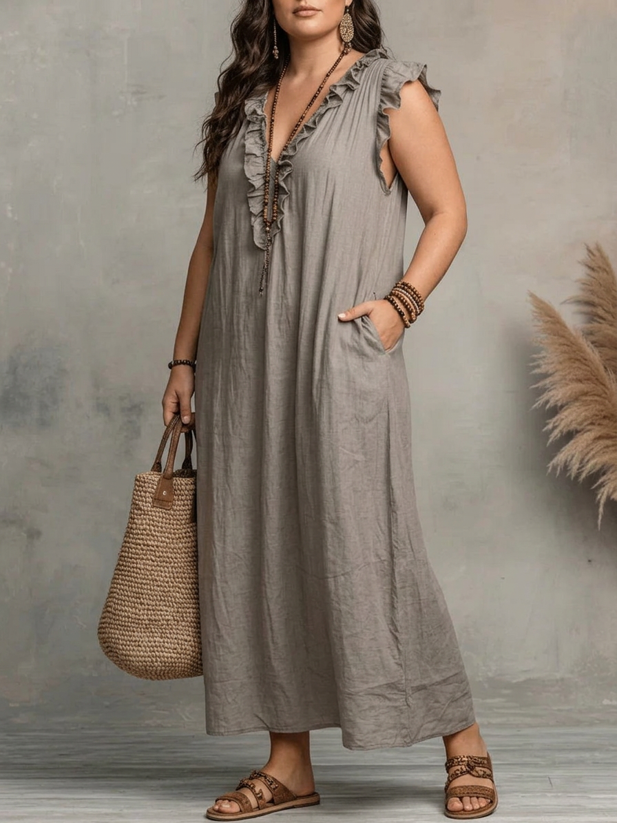 Sienna | Boho Ruffle Maxi Dress - Plus size model