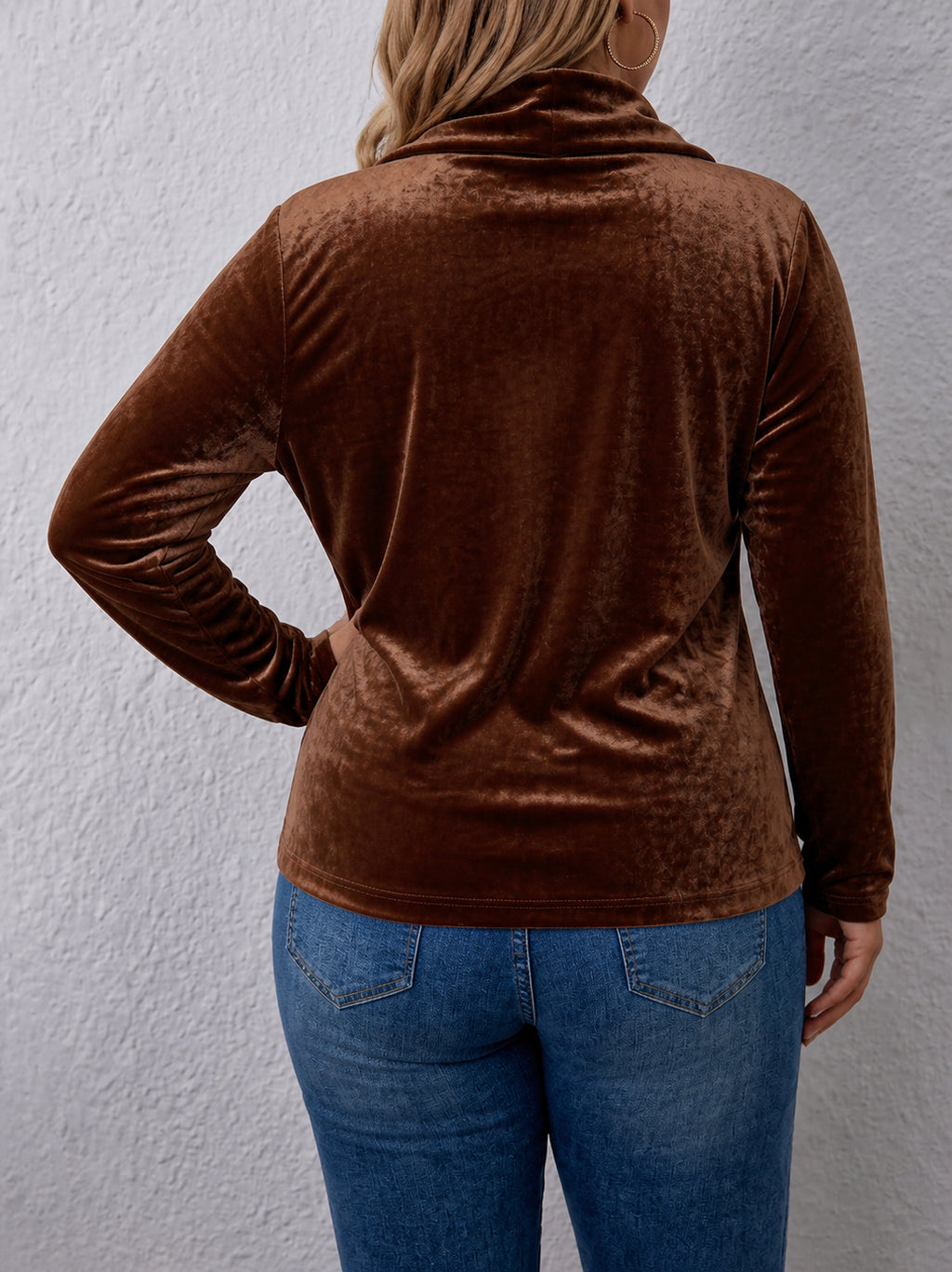 Holliwell | Vintage Lapel Button-Accent Long Sleeve Open Front Jacket - Plus size model