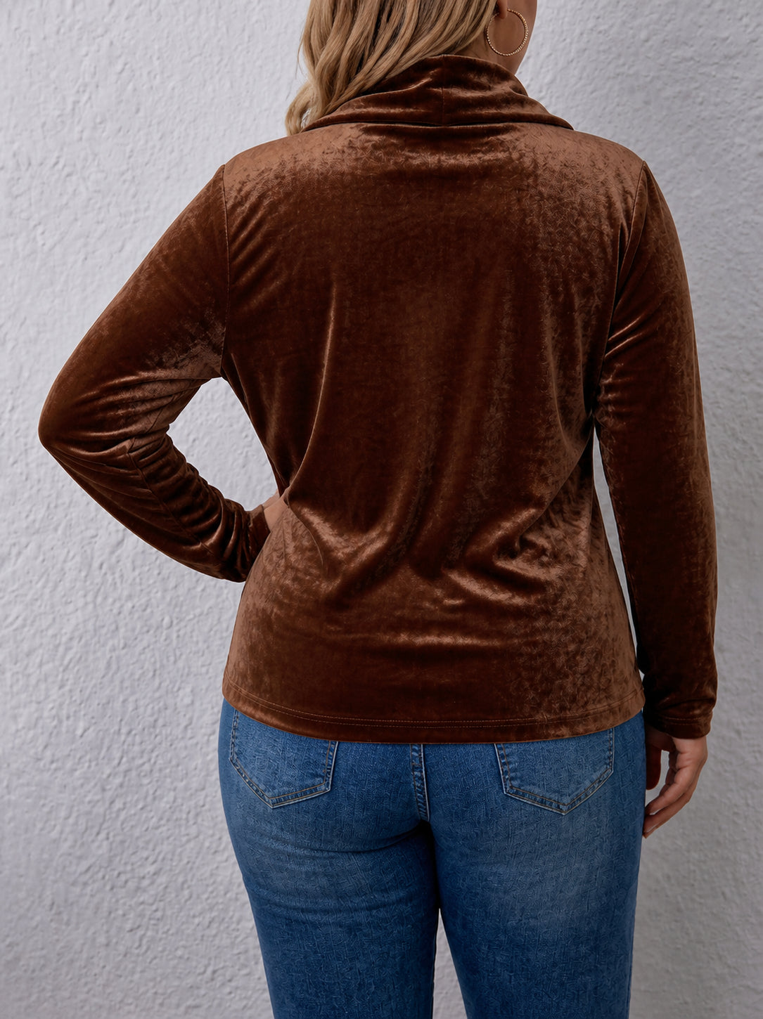 Holliwell | Vintage Lapel Button-Accent Long Sleeve Open Front Jacket - Plus size model