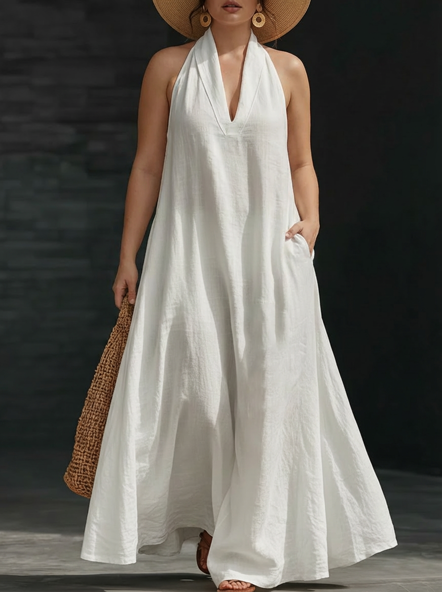 Aveline | Halter Maxi Dress - Plus size model