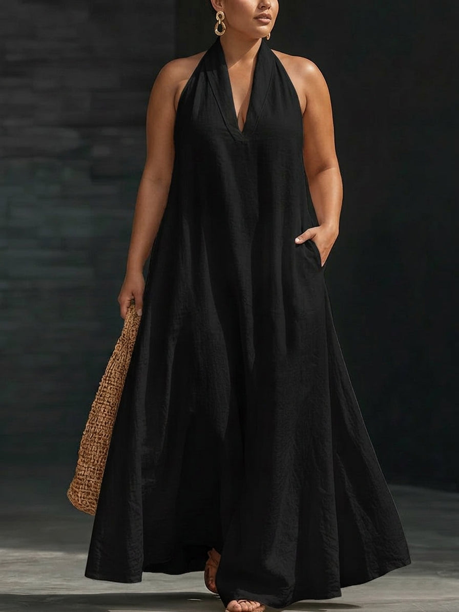 Aveline | Halter Maxi Dress - Plus size model