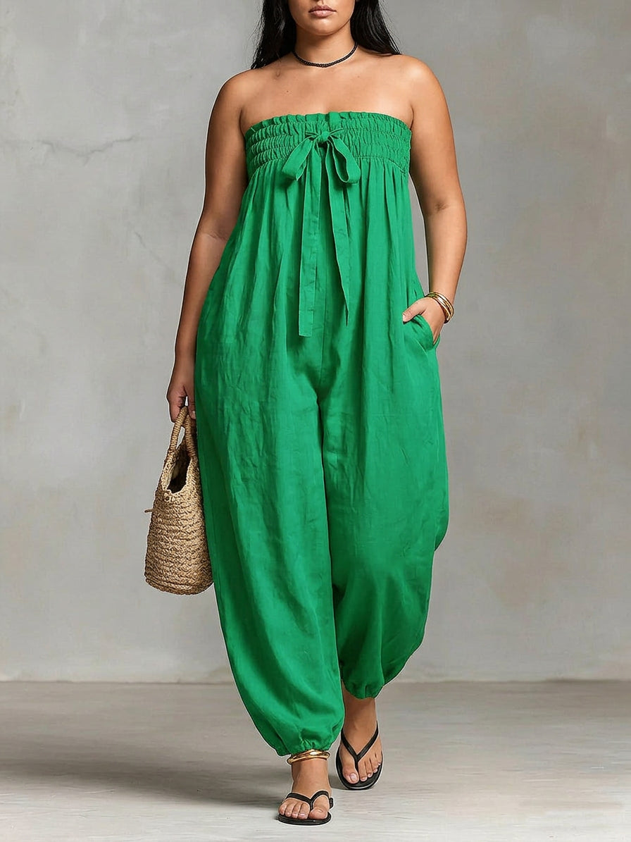 Nova | Strapless Flow Maxi Dress - Plus size model