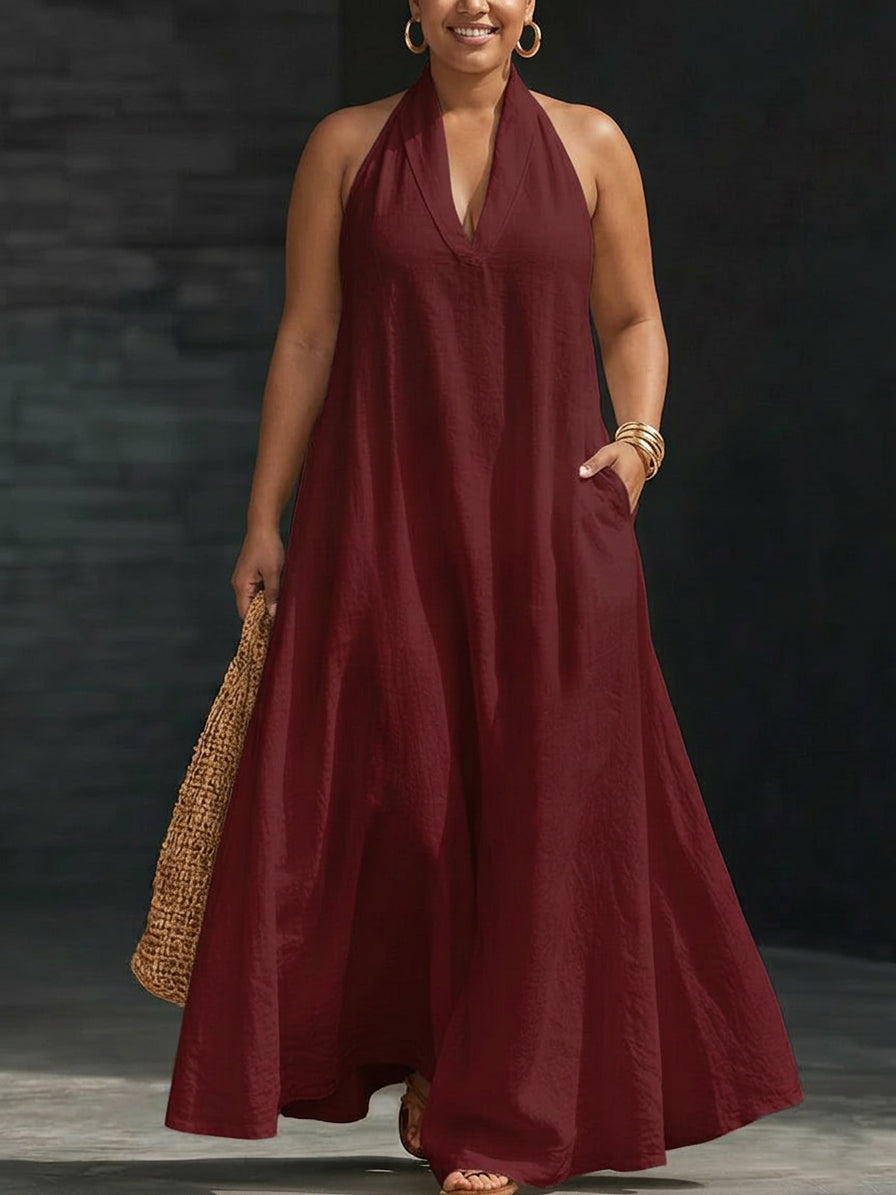 Aveline | Halter Maxi Dress - Plus size model