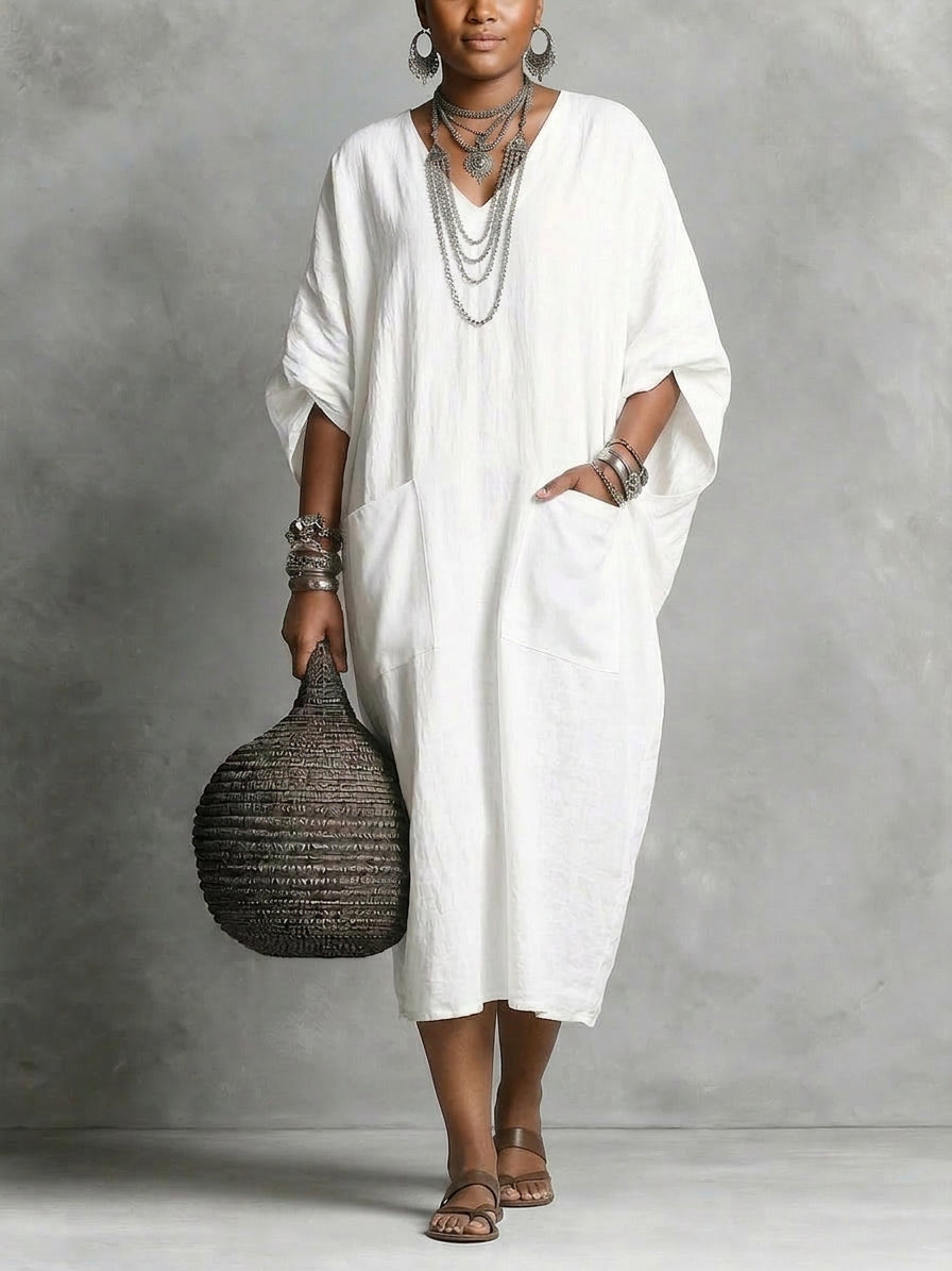 Kaia | Relaxed Kaftan Maxi Dress - Plus size model