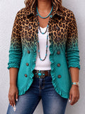 Elspeth | Leopard Ombre Ruffle Blazer Jacket - Plus size model