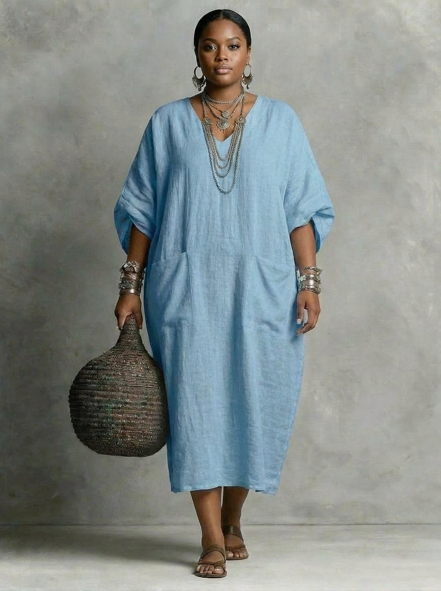 Kaia | Relaxed Kaftan Maxi Dress - Plus size model