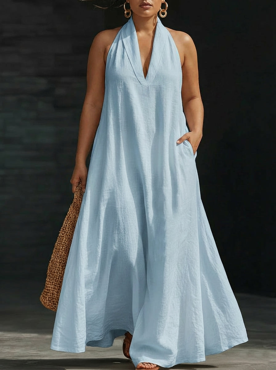 Aveline | Halter Maxi Dress - Plus size model