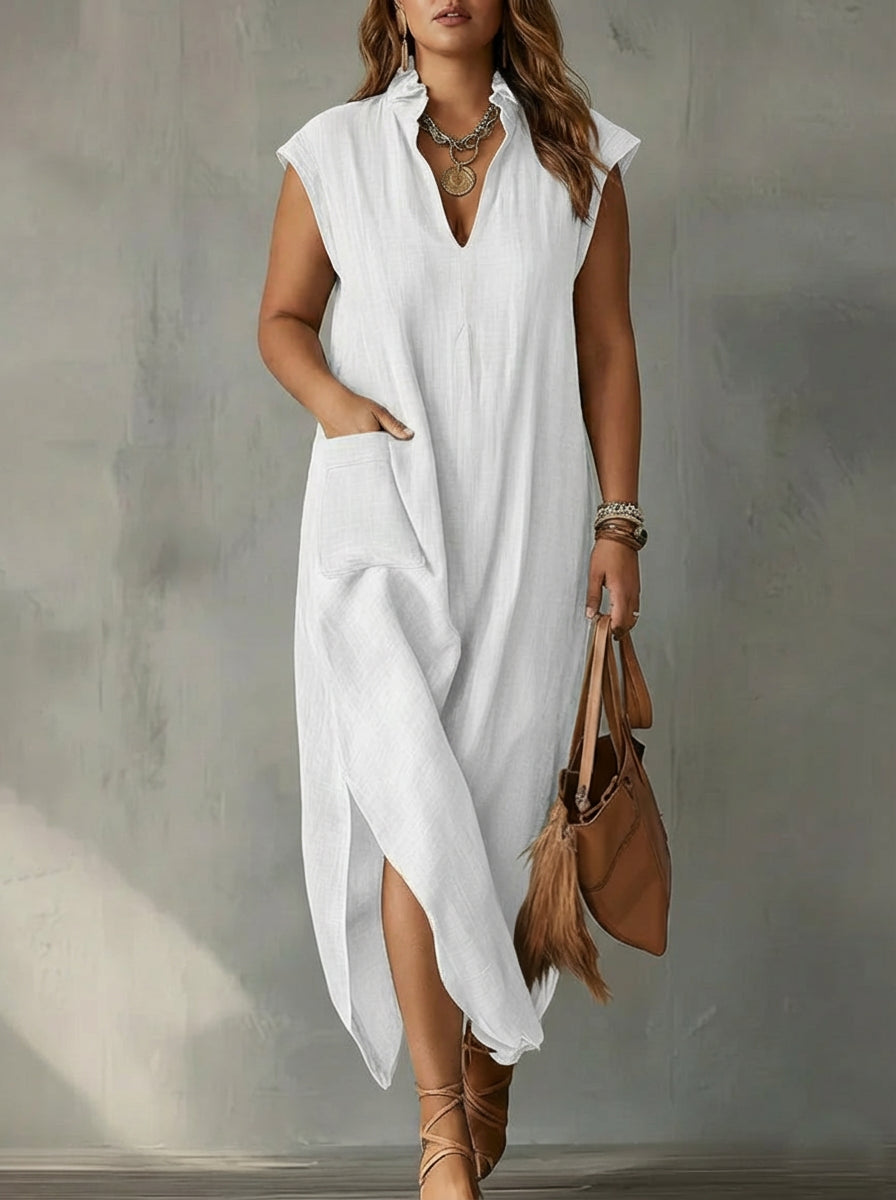 Elara | Ruffle Spring Maxi Dress - Plus size model