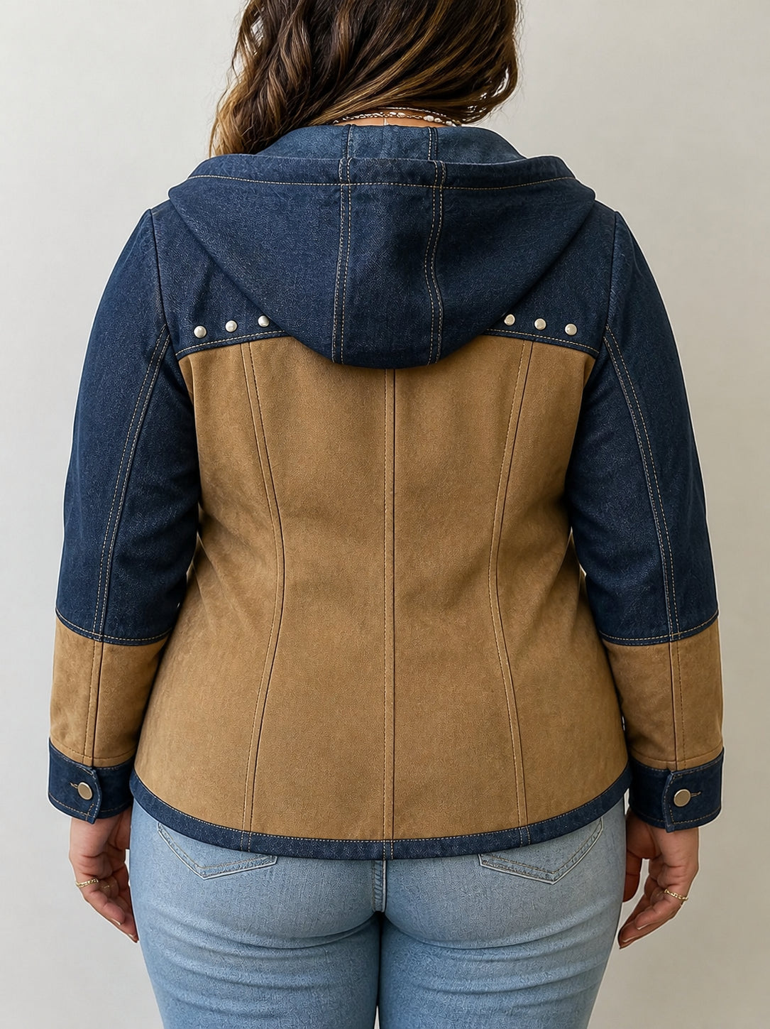Fawnridge | Patchwork Hooded Jacket - Plus size model