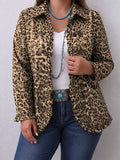 Navara | Leopard Print Ruffled Jacket - Plus size model