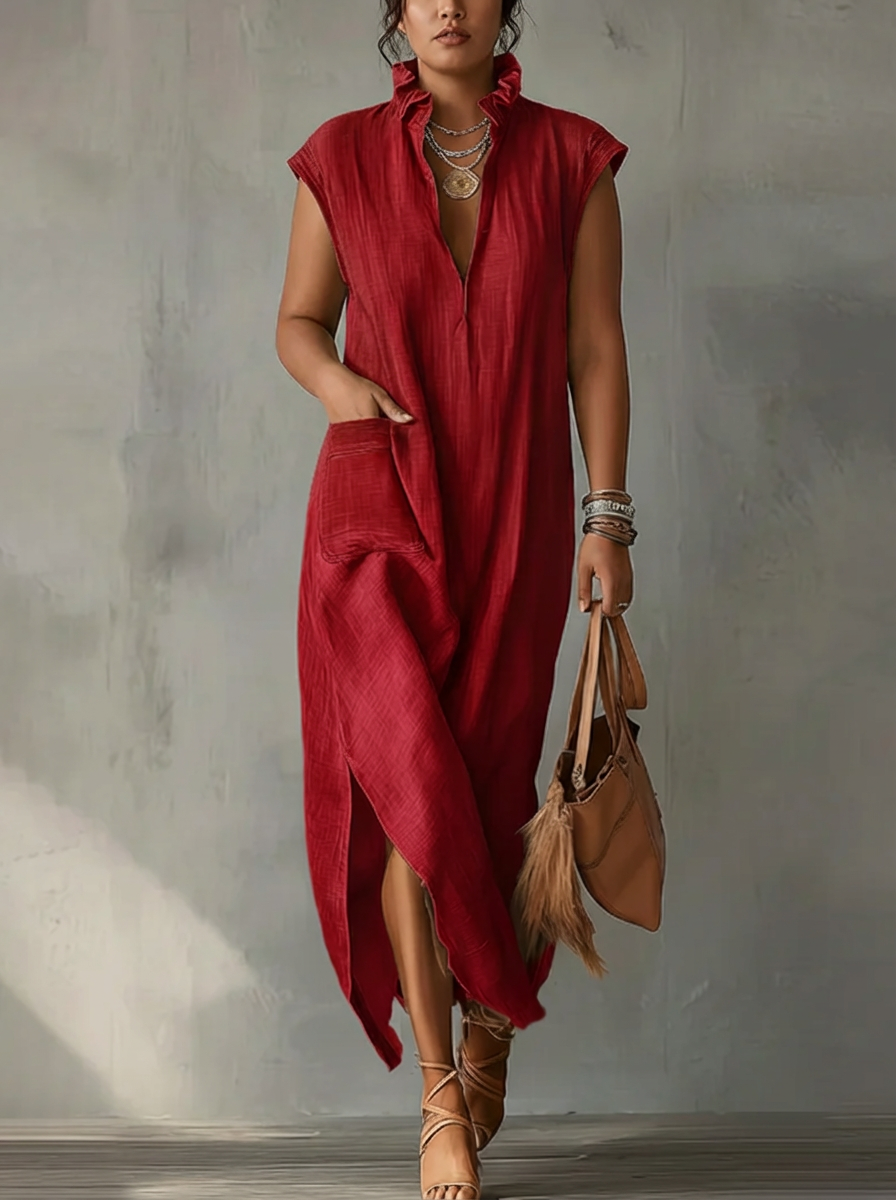 Elara | Ruffle Spring Maxi Dress - Plus size model