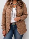 Vyclara | Vintage Bohemian Floral Print Ruffled Jacket - Plus size model