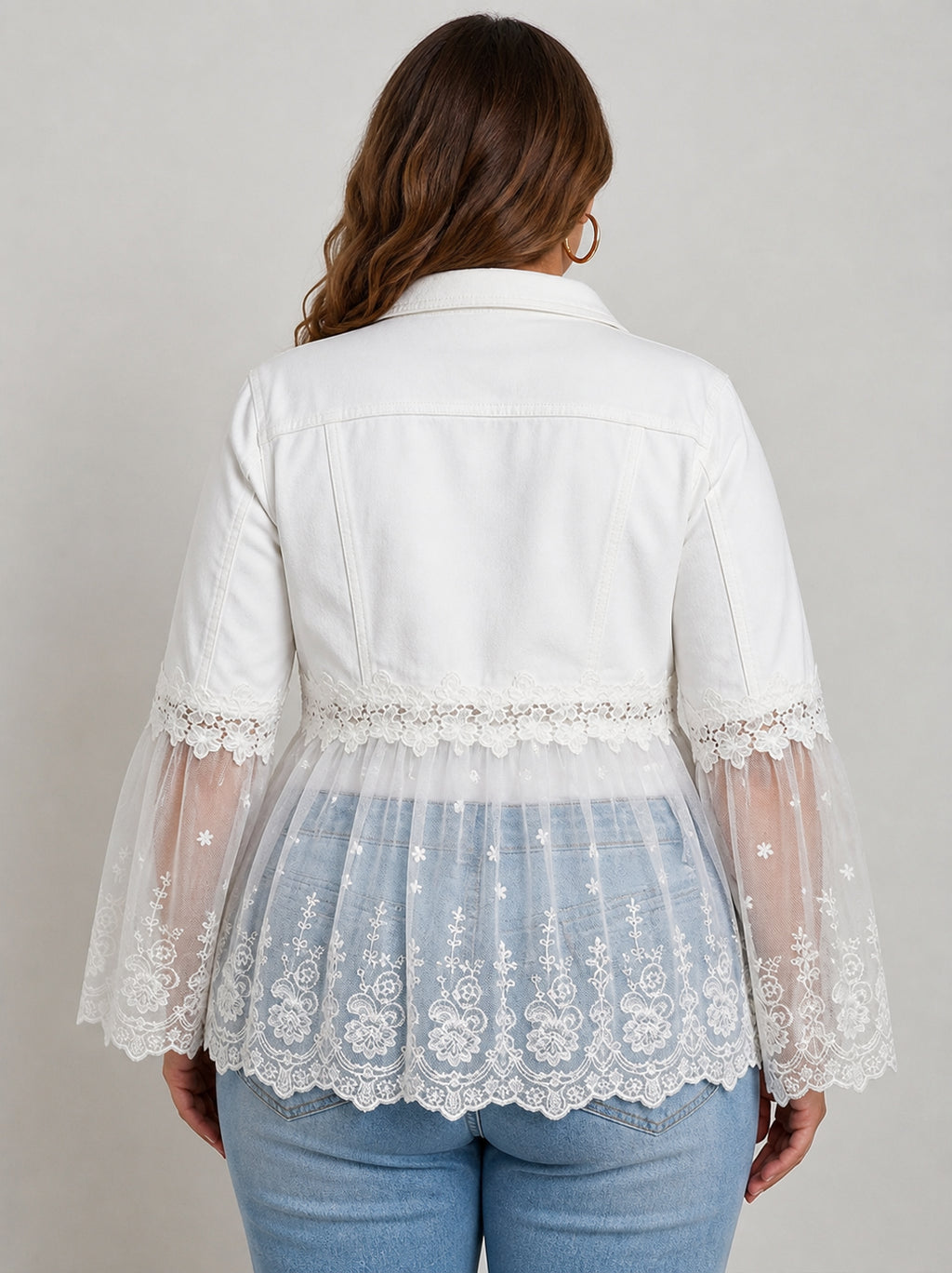 Sunnelace | Lace-Panel Jacket - Plus size model