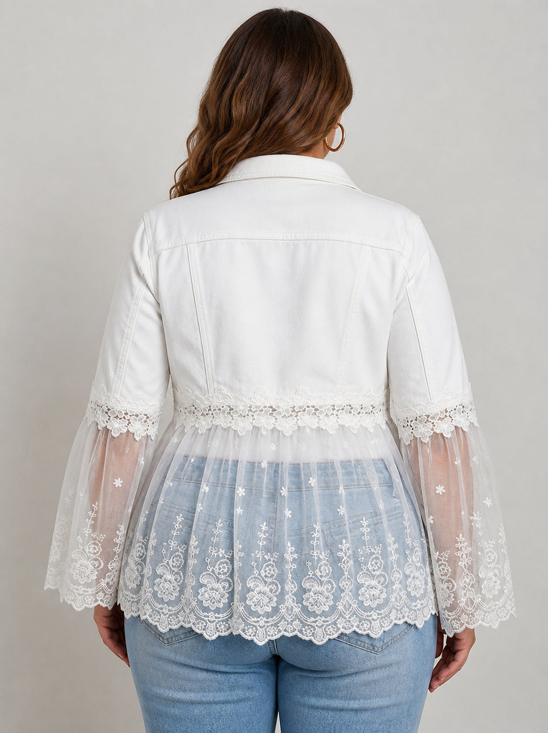 Sunnelace | Lace-Panel Jacket - Plus size model