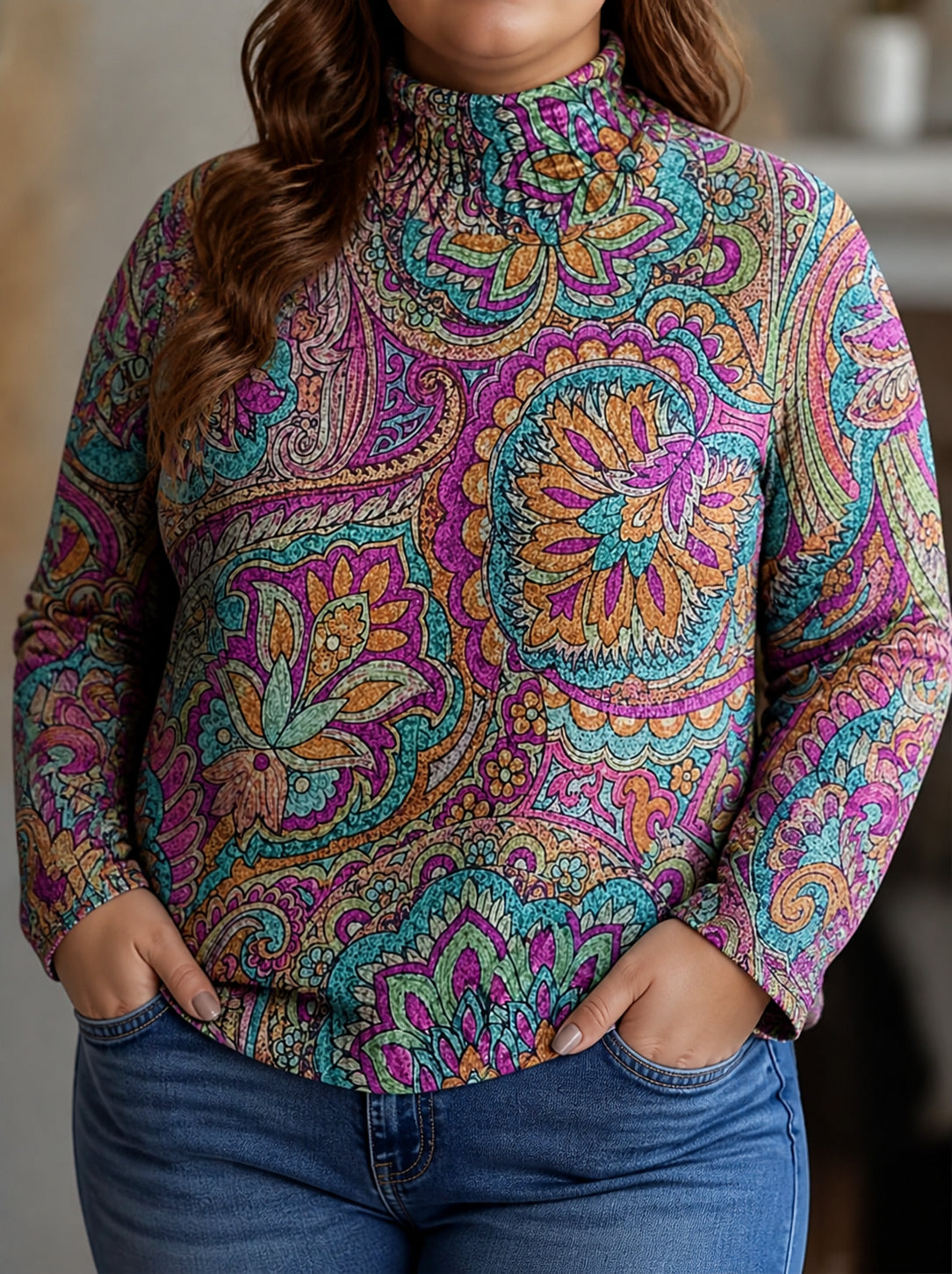 Marchetta | Jewel Paisley Turtleneck - Plus size model