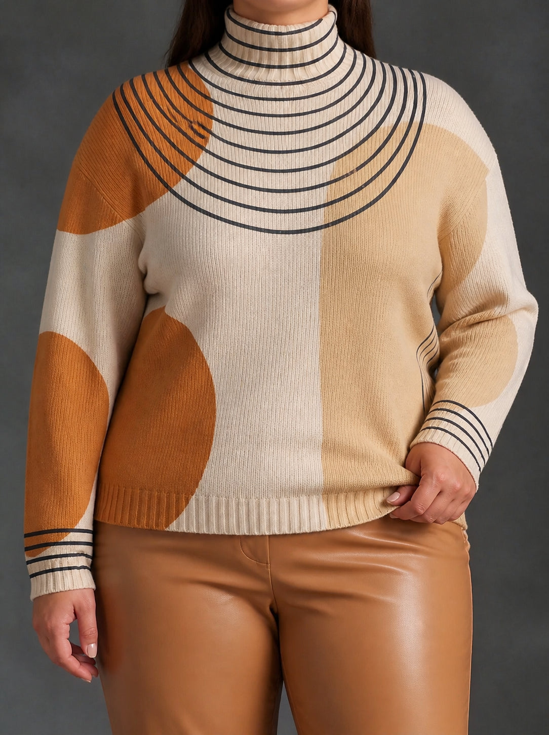 Perrine | Color-Block Arc Turtleneck - Plus size model