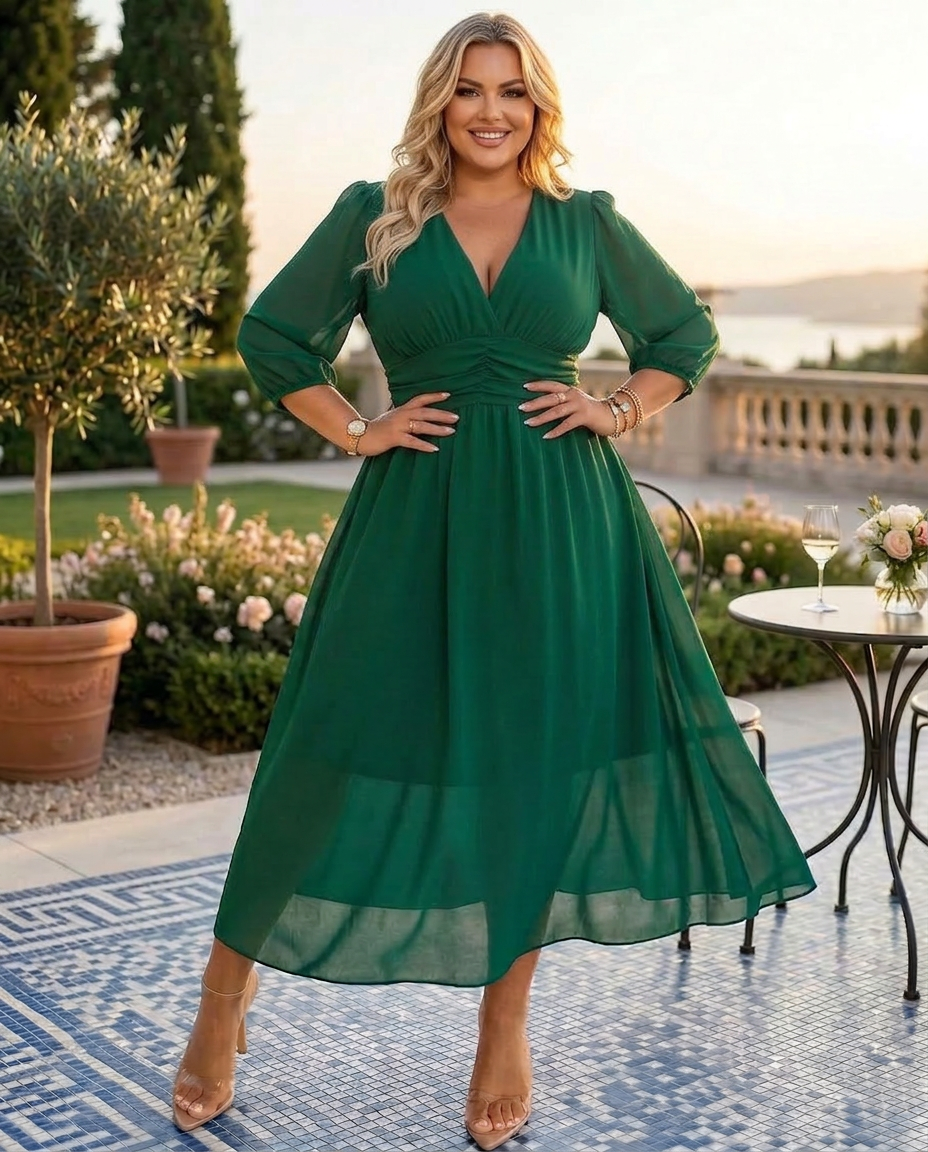 Nia | Elegant Wrap Dress - Plus size model