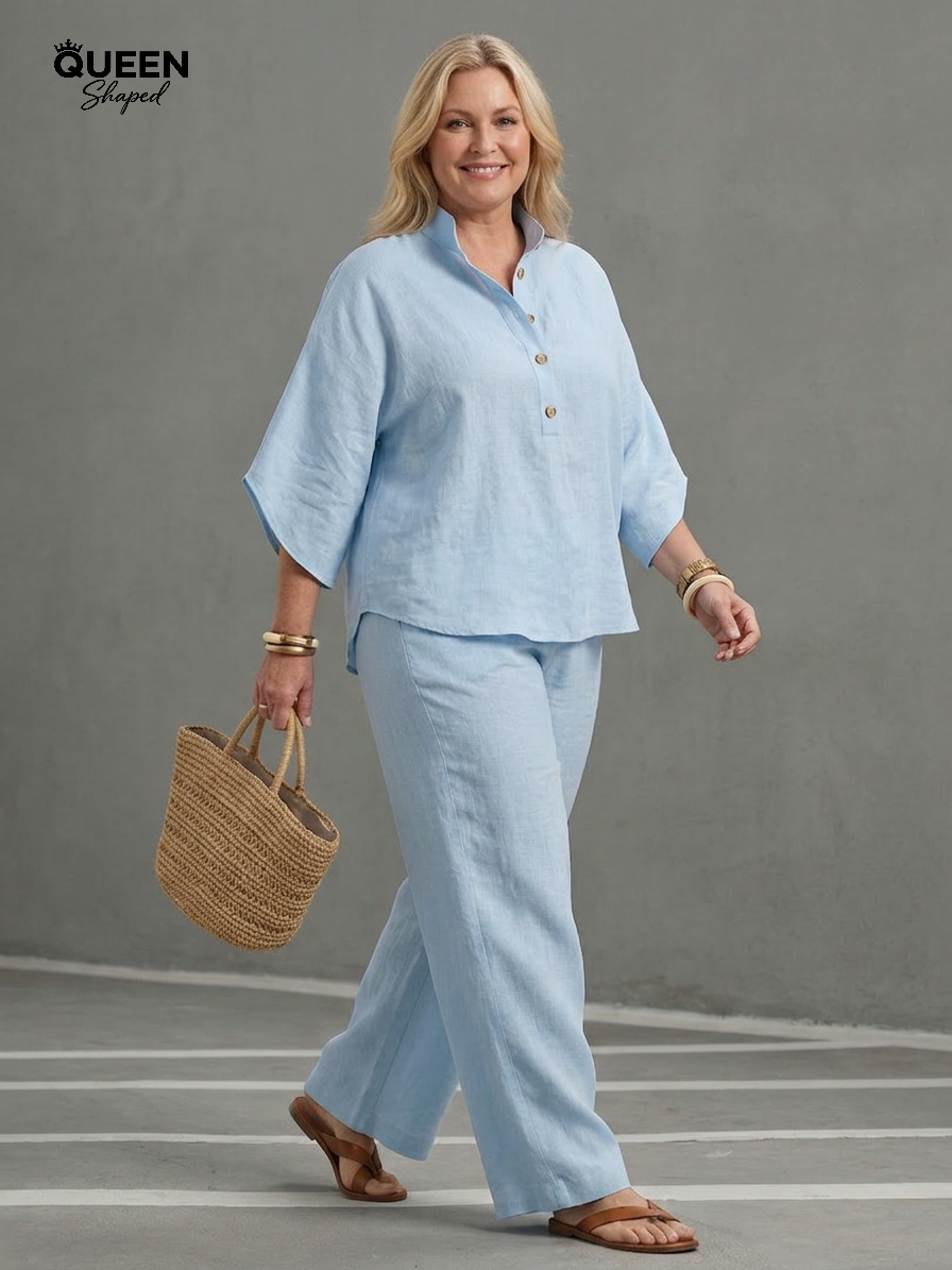 Amity | Button Front Relaxed Tunic Trouser Set