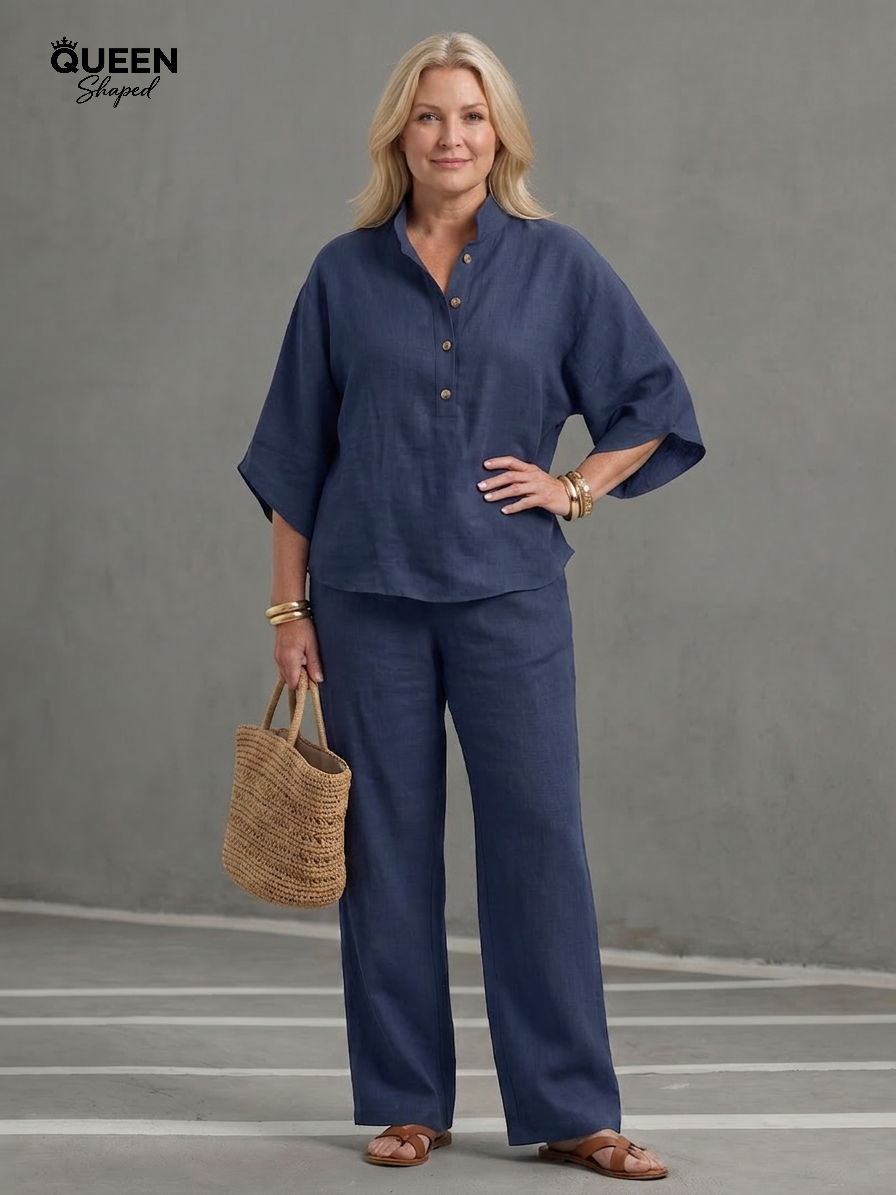 Amity | Button Front Relaxed Tunic Trouser Set