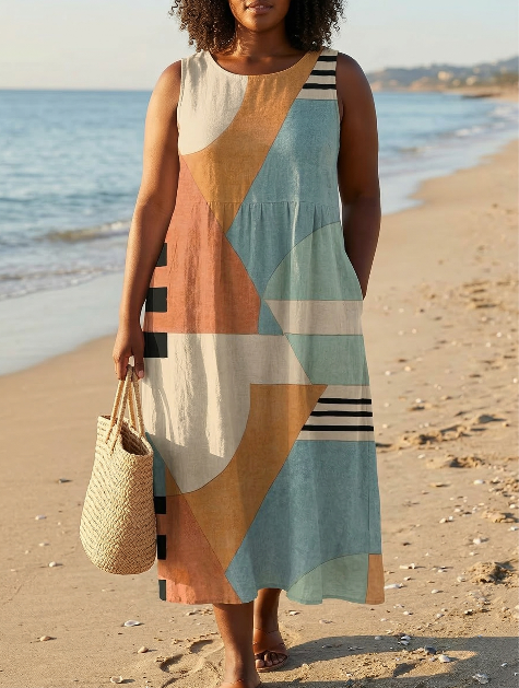 Iris Geometric Midi Dress