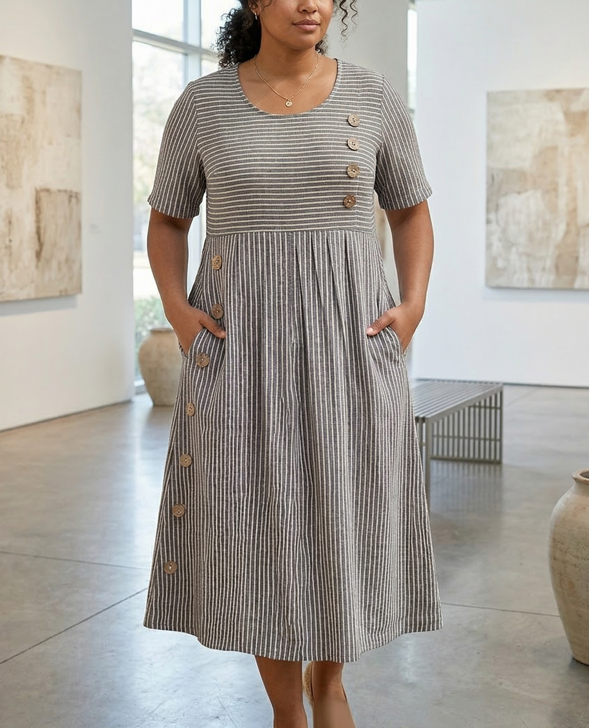 Jovie Striped Midi Dress